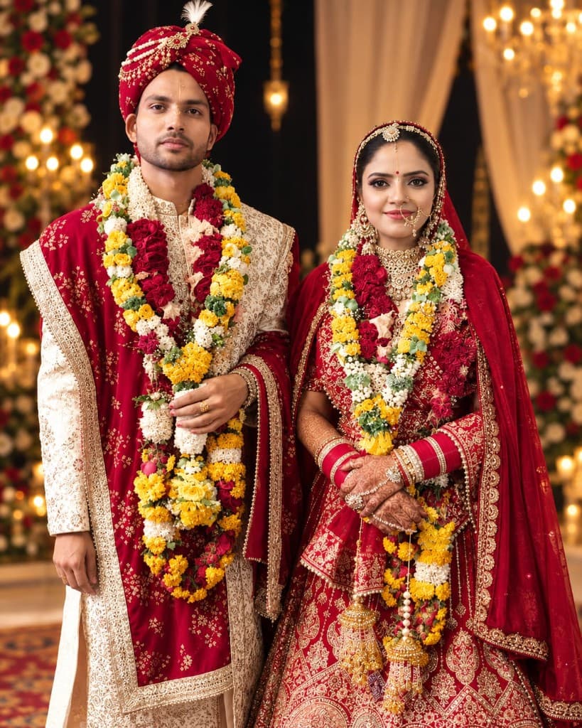 Garima and Bhairav on their wedding day
